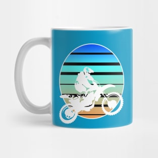 Motor X White Silhouette Dirt Bike Retro Sunset Mug